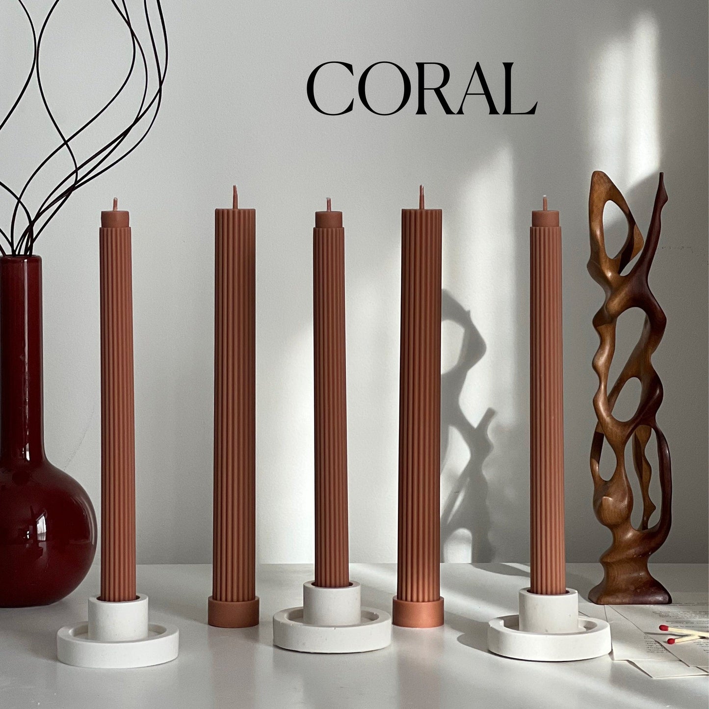 Ribbed Soy Wax Taper Candle: Unscented Event Decor