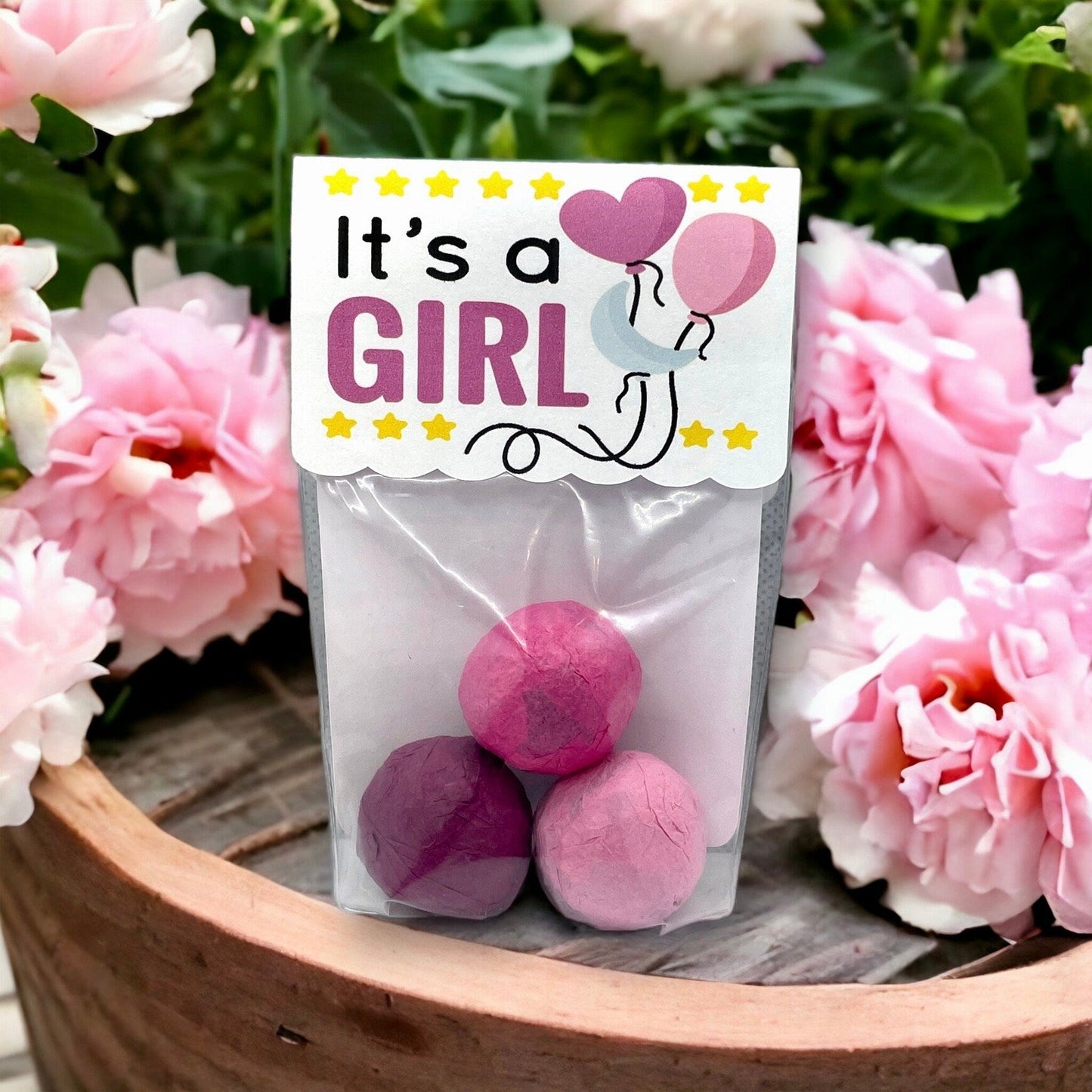 Bombes à graines - Paquet de 3 - Annonce de bébé fille ou bébé garçon ou jumeaux pour fête prénatale ou fête de révélation du sexe - Fleur sauvage canadienne