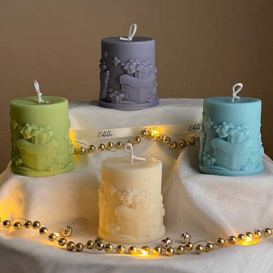 Bougie pilier de Noël artisanale : Décoration festive pour la maison