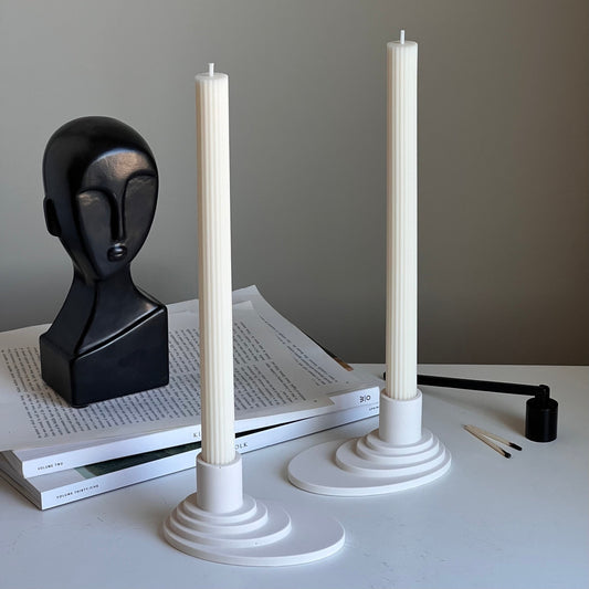 Bougeoir Minimaliste en Jesmonite : Décoration de Table Moderne