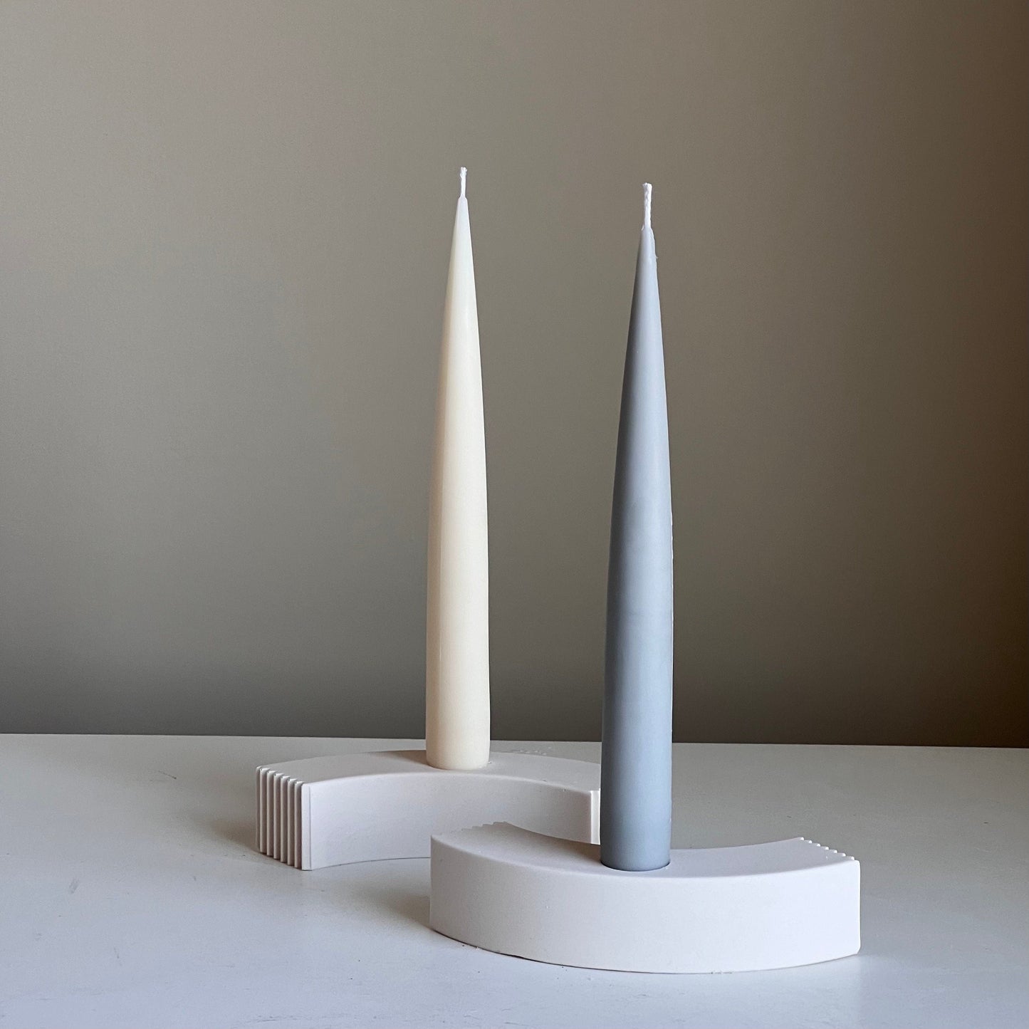 Minimal Jesmonite Candlestick Holder: Geometric Taper Candle Decor