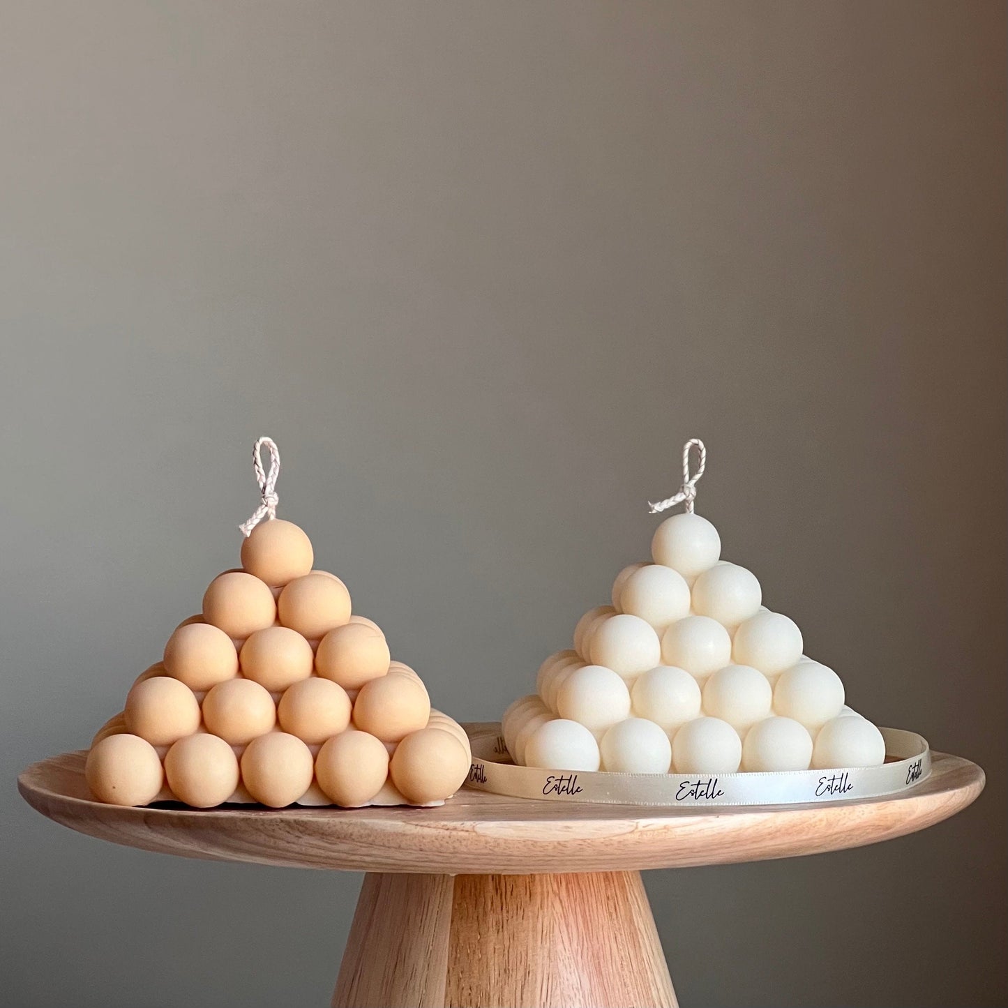 Large Bubble Pyramid Candle: Handmade Soy Vegan Home Decor