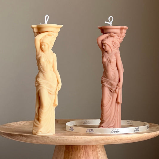 Bougie de soja Caryatide : Bougie statue femme colonne grecque