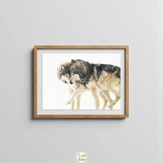 Wolves Couple Art Print: Sweet Anniversary Gift for Wife