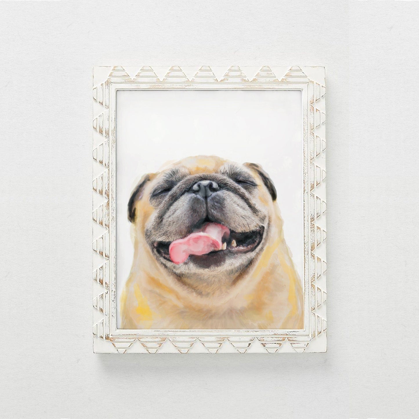 Happy Pug Watercolor Painting