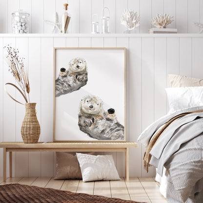 Sea Otter Watercolor Art Print