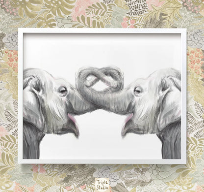 Personalized Elephants Art Print