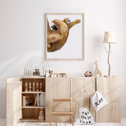 Baby Sloth and Mom Art Print