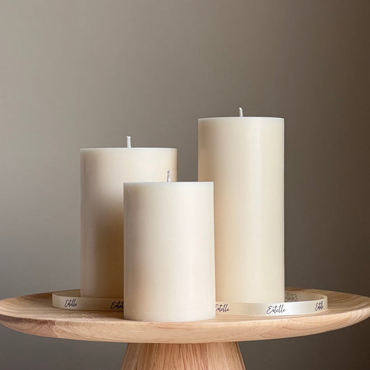 Bougie pilier artisanale en cire de soja : Bougie décorative