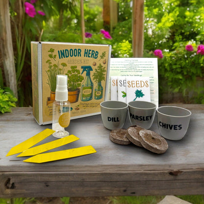 Kit - Indoor Herb Garden Starter Kit with Parsley, Chives, and Dill Seeds