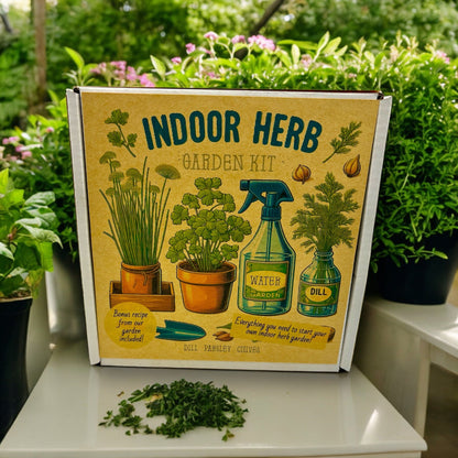 Kit - Indoor Herb Garden Starter Kit with Parsley, Chives, and Dill Seeds