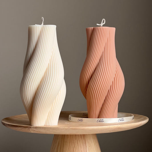 Bougie Pilier en Soja Corde Torsadée : Décoration Sculpturale pour la Maison