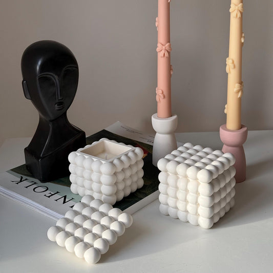 Bougie en cire de soja Bubble Jar | Récipient en Jesmonite, Faite à la main