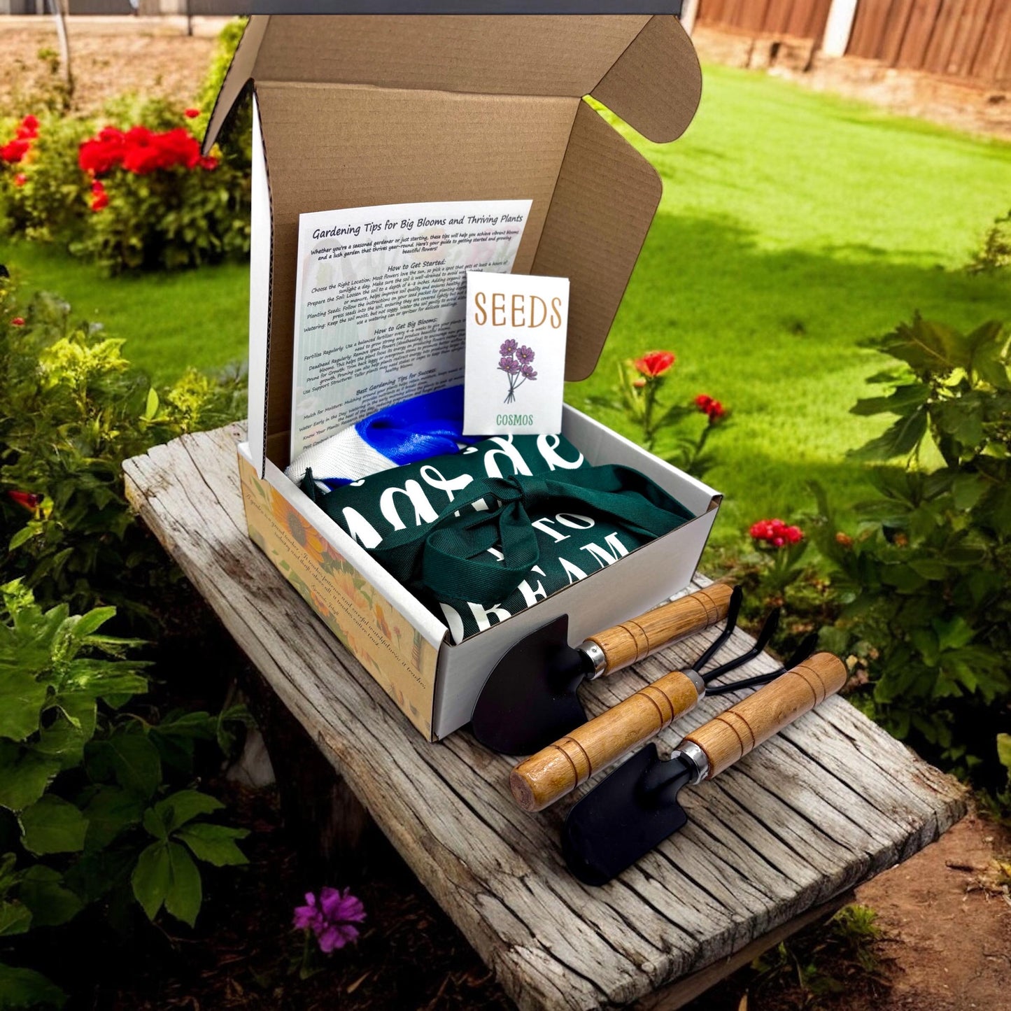 Kit - Bloom & Grow Garden Starter Kit with Garden Apron, Cosmo seeds, Gloves and Gardening Tools