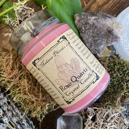 Bougie de Sortilège en Quartz Rose Cristal Magique