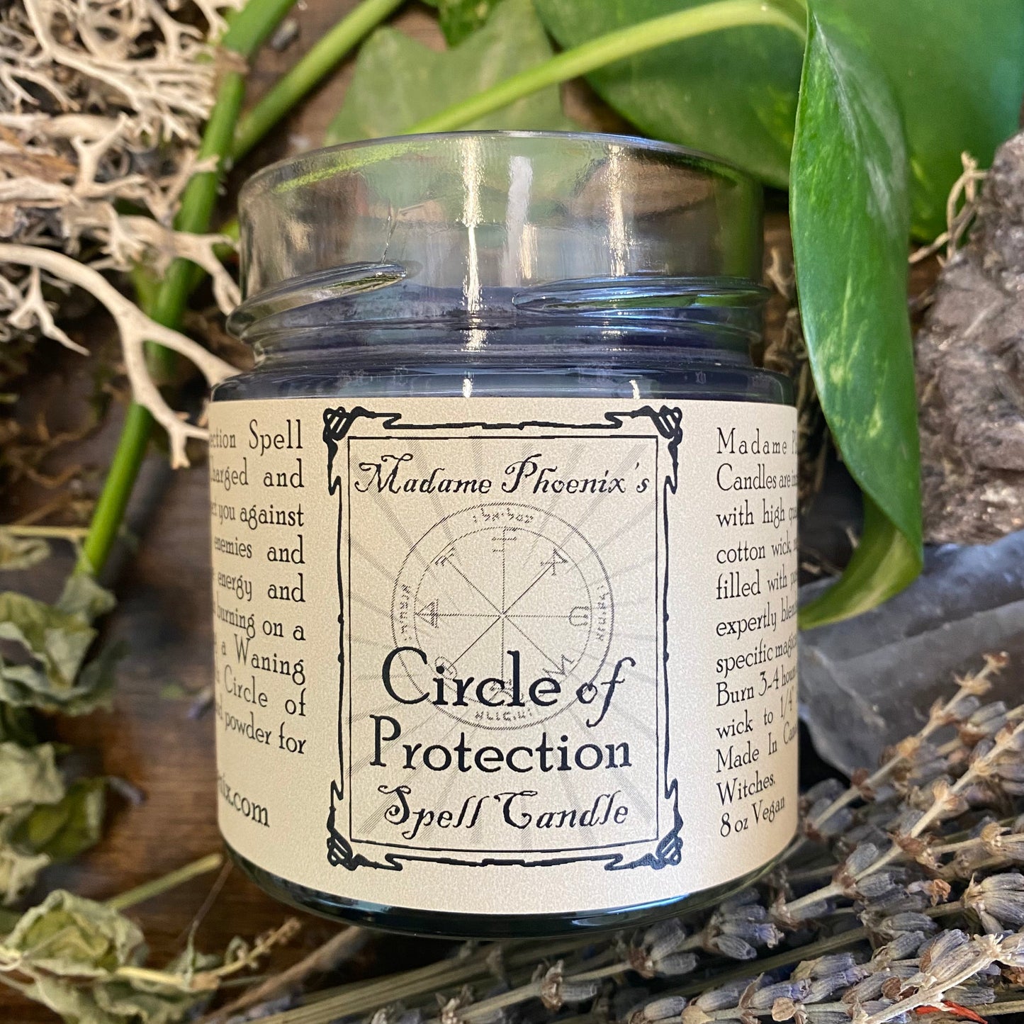 Circle of Protection Magic Spell Candle (Midnight Purple)