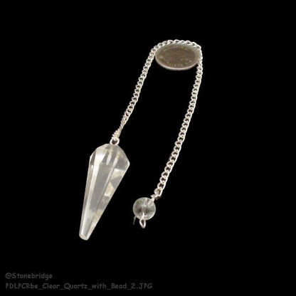 Clear Quartz Pendulum 6 Facet & Bead - 3 Pack