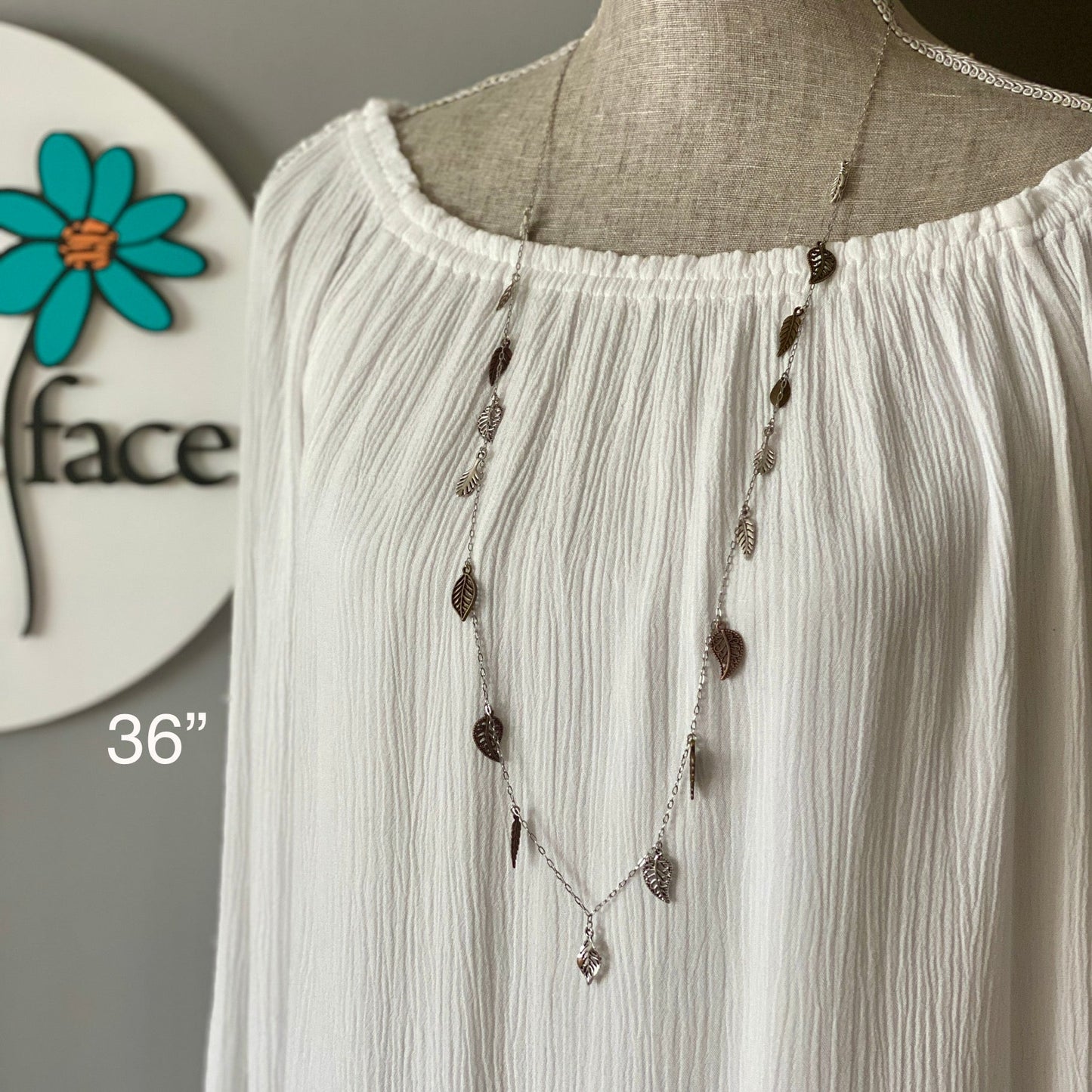 Collier Feuille Cascade – Longue chaîne à superposition avec feuilles en argent et métaux mélangés en cascade