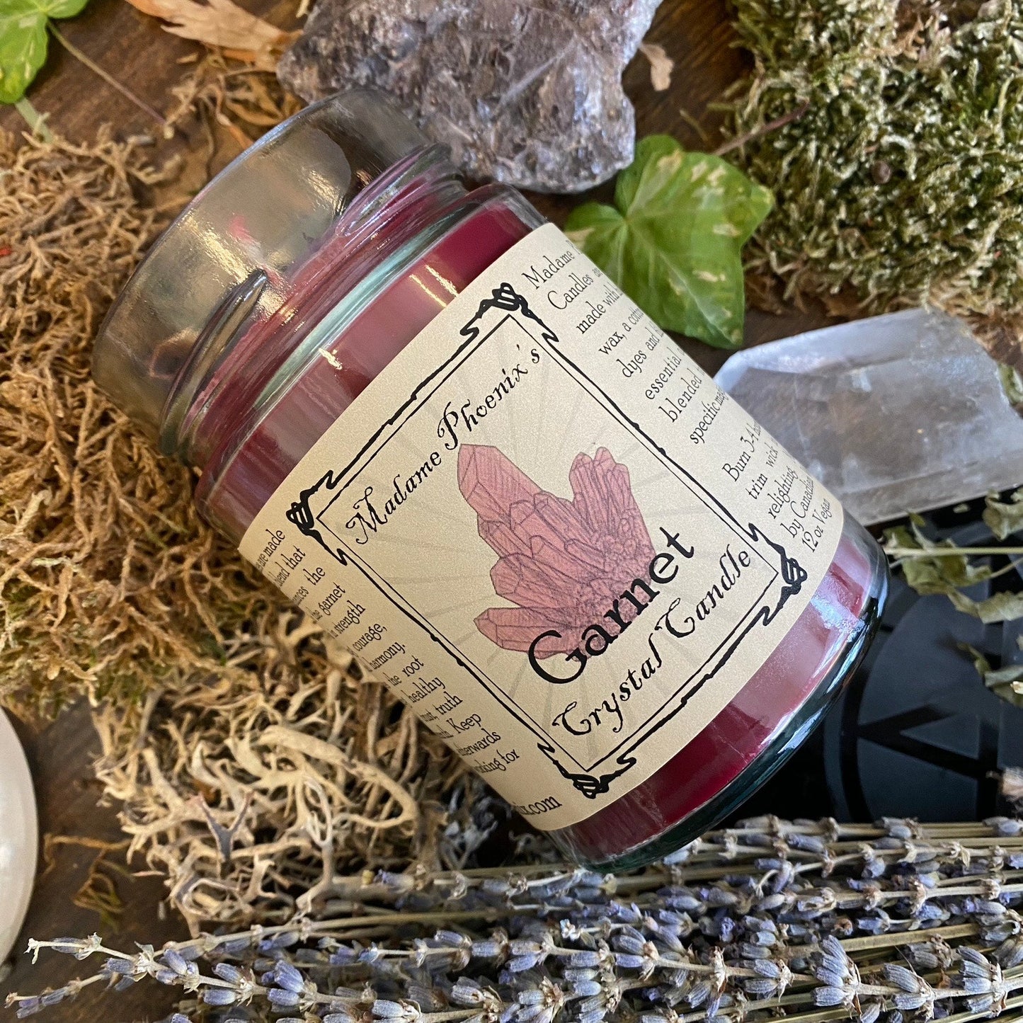 Crystal Magic Garnet Spell Candle