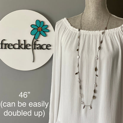 Collier Feuille Cascade – Longue chaîne à superposition avec feuilles en argent et métaux mélangés en cascade