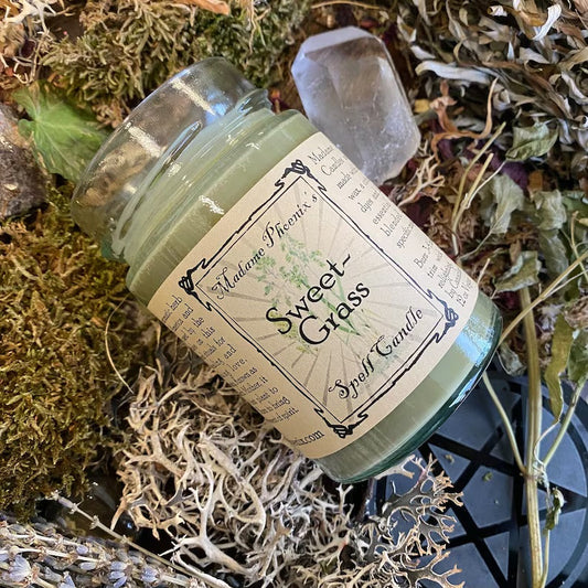 Bougie d'aromathérapie enchantée à la douce herbe