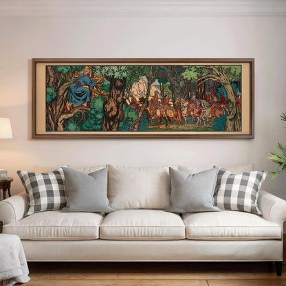 Ivan Bilibin - The Hunt  | An Enchanting Super Wide Vintage Fairytale Artwork (available handframed or unframed) 3x1
