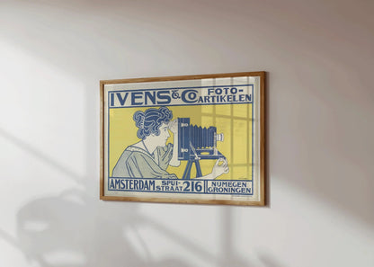Ivens Foto | Vintage Ad Print in Blue and Yellow (available handframed or unframed)