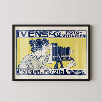 Ivens Foto | Vintage Ad Print in Blue and Yellow (available handframed or unframed)