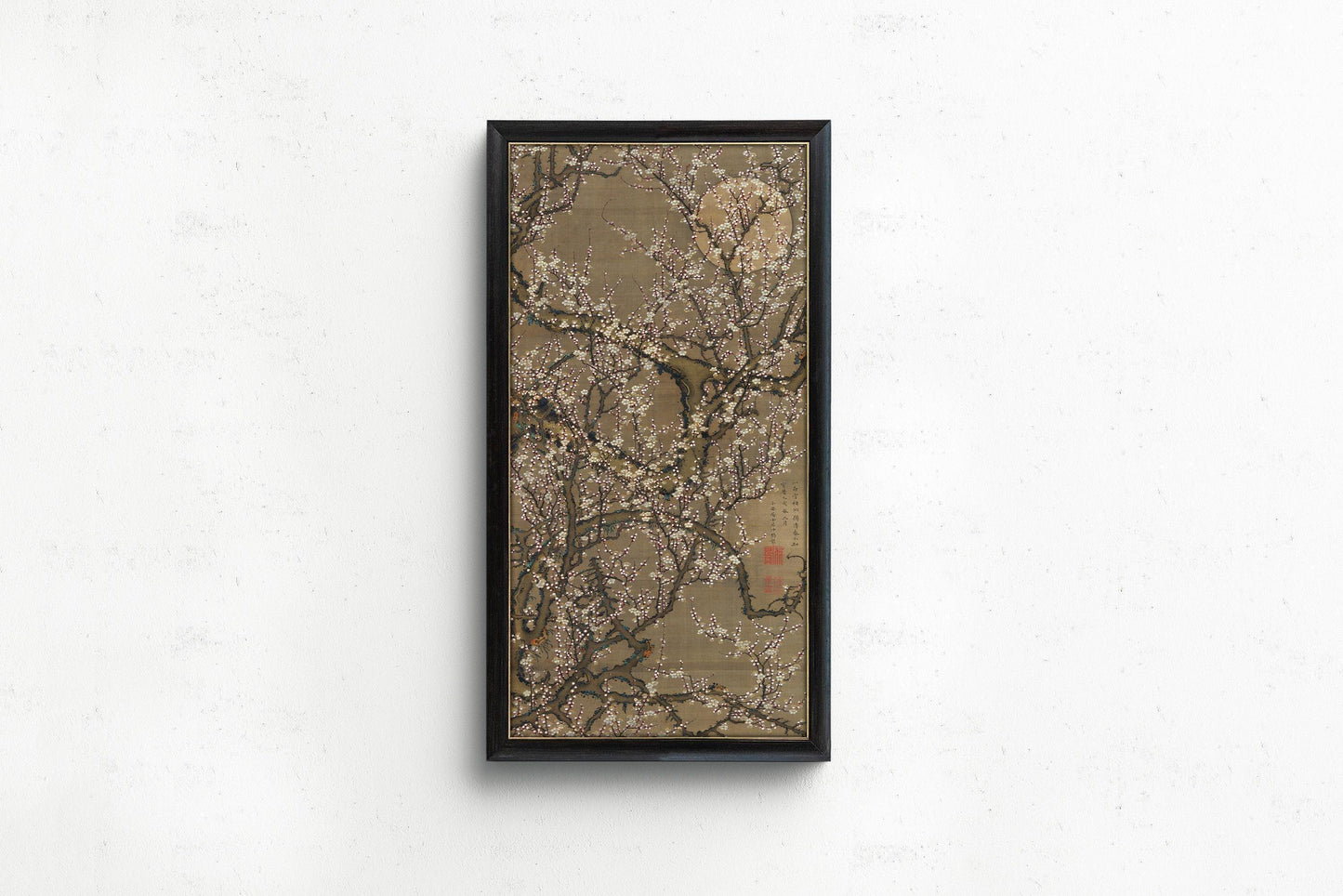 Jakuchu Ito White Plum Blossoms Giclee Print: Vintage Asian Botanical Art