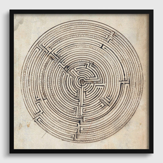 Jan Brandes - Labyrinth | Vintage Abstract Black and White Art (available handframed or unframed) 1x1