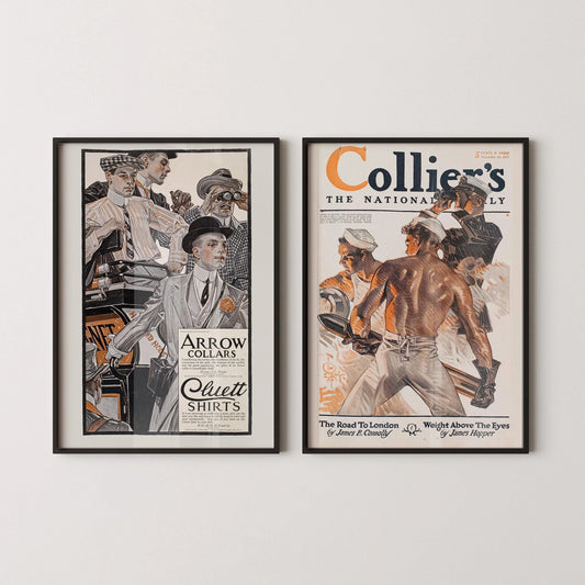 Duo d'imprimés d'art JC Leyendecker & Penfield Collier Magazine