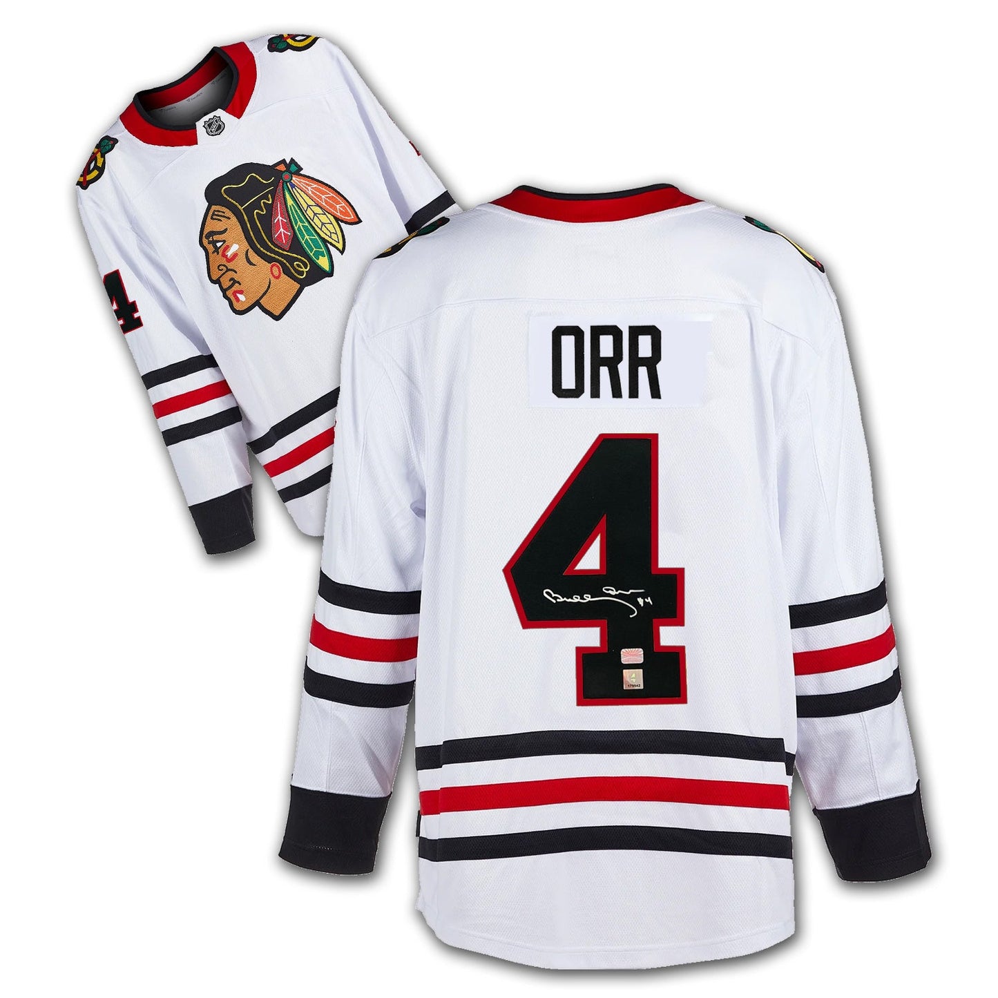 BOBBY ORR SIGNED WHITE CHICAGO BLACKHAWKS JERSEY - GNR COA