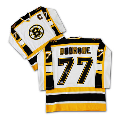 RAYMOND BOURQUE AUTOGRAPHED WHITE BOSTON BRUINS JERSEY