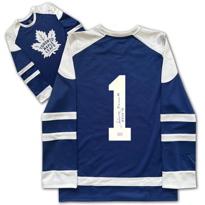 COLLECTOR'S HOCKEY TORONTO – MAILLOT AUTOGRAPHIE PAR JOHNNY BOWER – HAUT BLEU STYLE HOCKEY – TAILLE ADULTE UNISEXE GRANDE