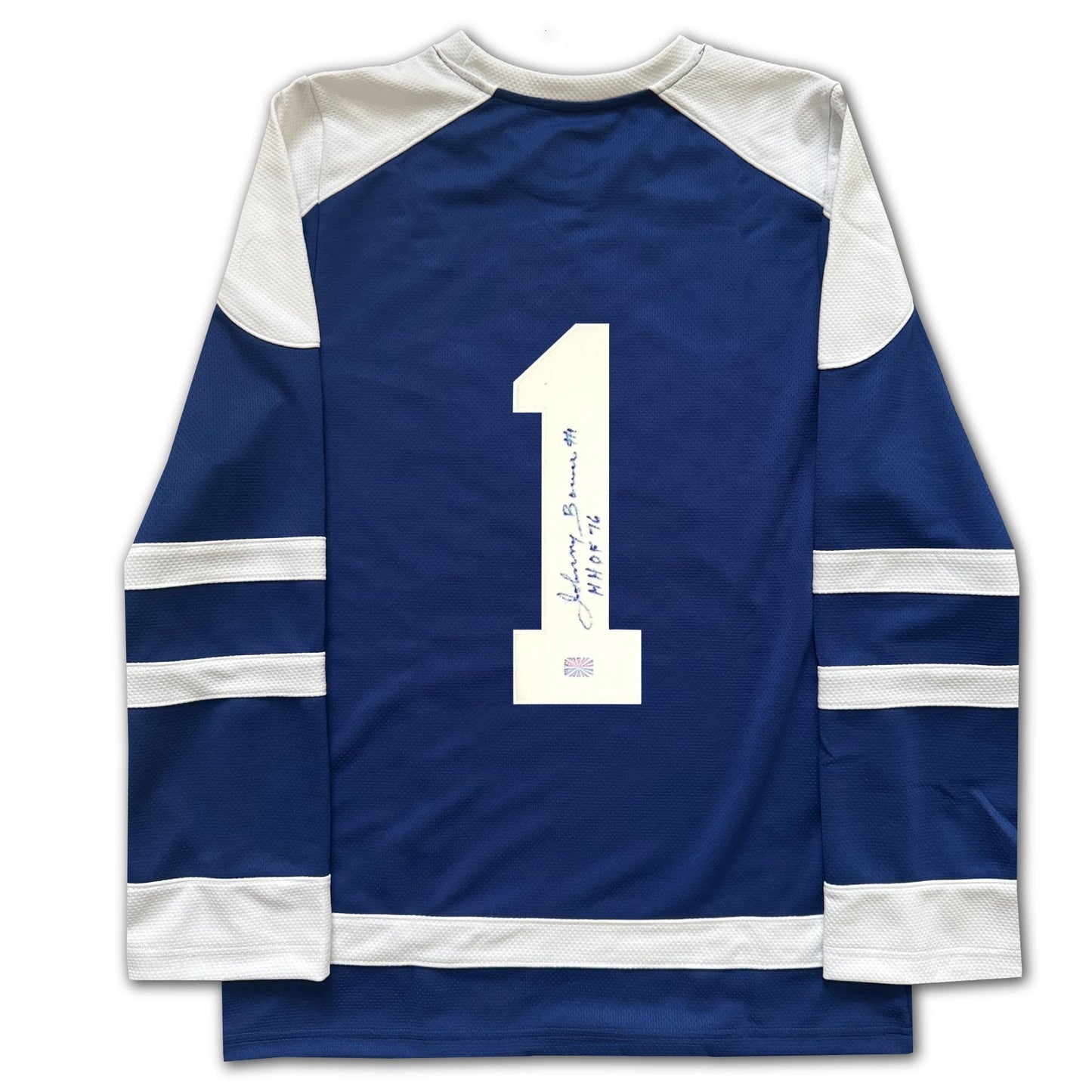 COLLECTOR'S HOCKEY TORONTO – MAILLOT AUTOGRAPHIE PAR JOHNNY BOWER – HAUT BLEU STYLE HOCKEY – TAILLE ADULTE UNISEXE GRANDE