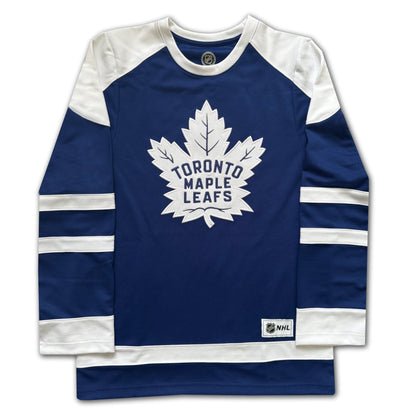 TORONTO HOCKEY LICENSED FAN COLLECTIBLE JERSEY AUTOGRAPHED BY JOHNNY BOWER BLUE HOCKEY STYLE TOP ADULT UNISEX SIZE X-LARGE
