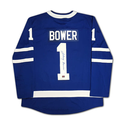 JOHNNY BOWER AUTOGRAPHED BLUE TORONTO MAPLE LEAFS JERSEY