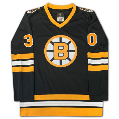GERRY CHEEVERS AUTOGRAPHED BLACK BOSTON BRUINS JERSEY