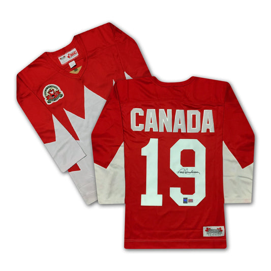 PAUL HENDERSON TEAM CANADA SIGNED 1972 RED JERSEY - SUMMIT SERIES
