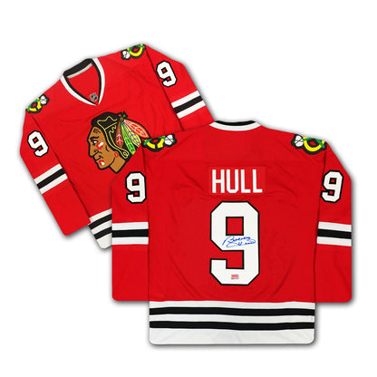 BOBBY HULL AUTOGRAPHED RED CHICAGO BLACKHAWKS JERSEY
