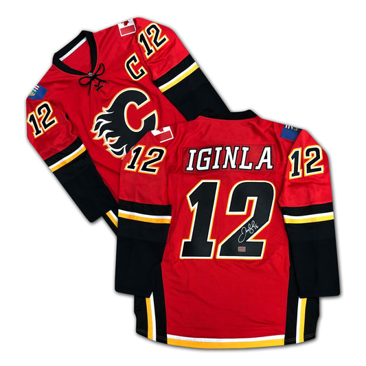 JAROME IGINLA AUTOGRAPHED RED CALGARY FLAMES JERSEY