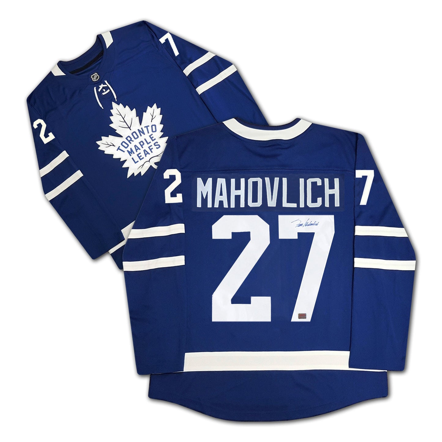 FRANK MAHOVLICH AUTOGRAPHED BLUE TORONTO MAPLE LEAFS JERSEY
