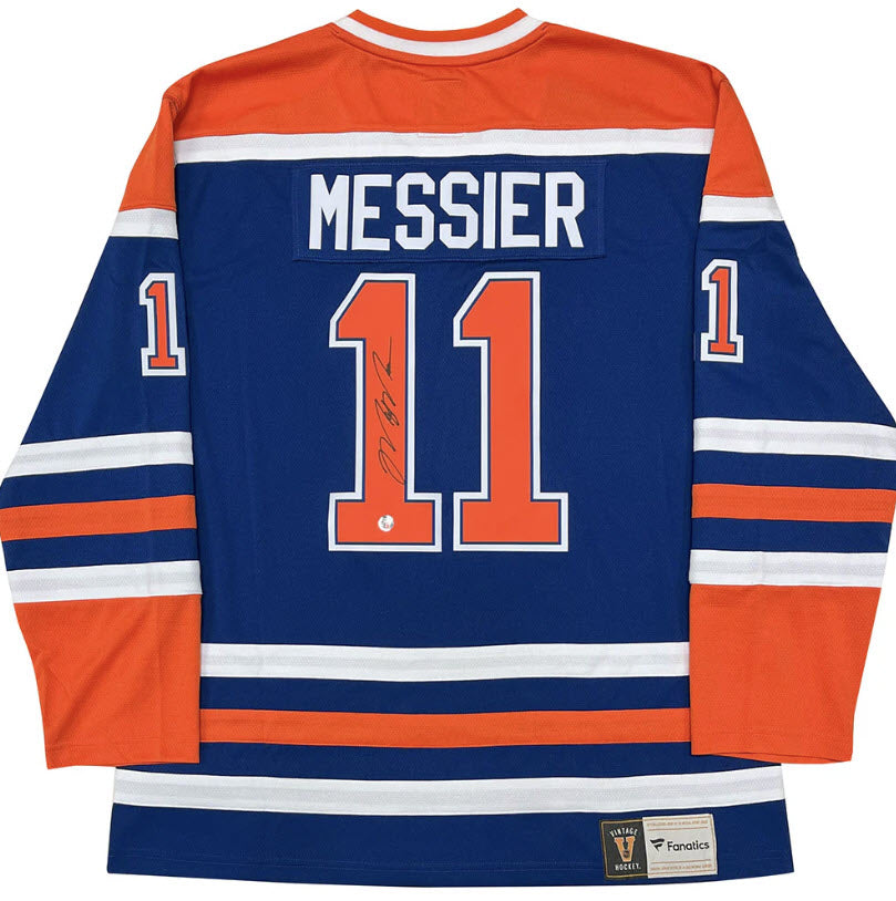 MARK MESSIER AUTOGRAPHED BLUE  EDMONTON OILERS JERSEY
