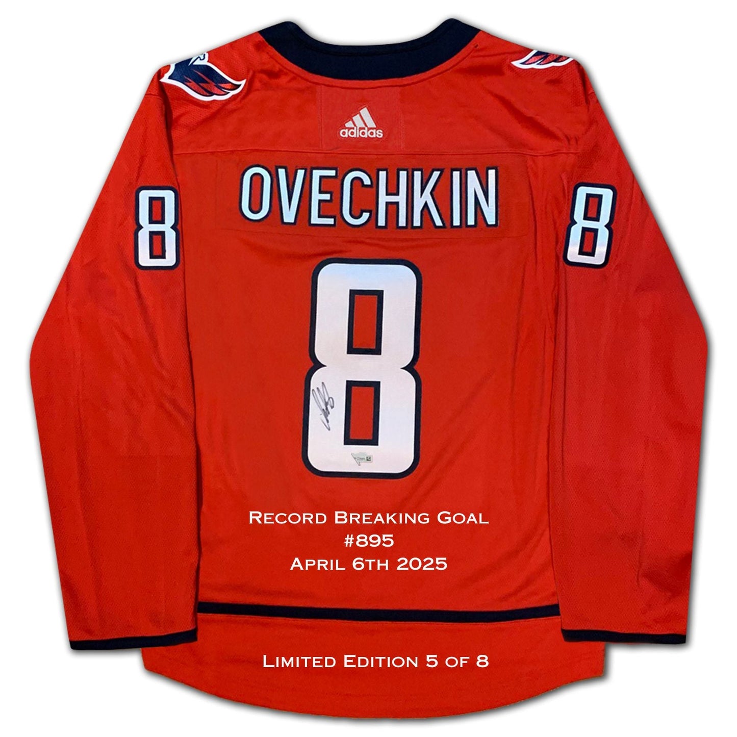 OVECHKIN SIGNED CAPITALS RED JERSEY GOAL RECORD LTD ED /8