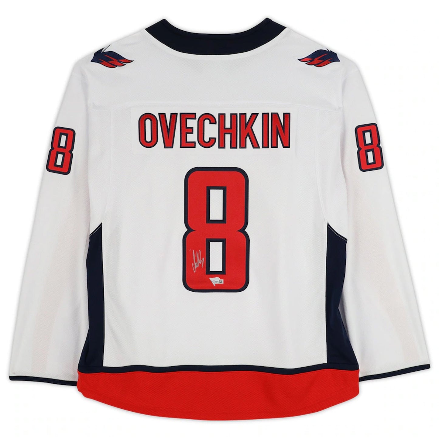 MAILLOT BLANC DES WASHINGTON CAPITALS AUTOGRAPHÉ PAR ALEXANDER OVECHKIN – OBJET DE COLLECTION SOUVENIR DE HOCKEY LNH SIGNÉ (TAILLE L OU XL)