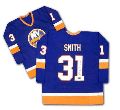 BILLY SMITH AUTOGRAPHED BLUE NEW YORK ISLANDERS JERSEY