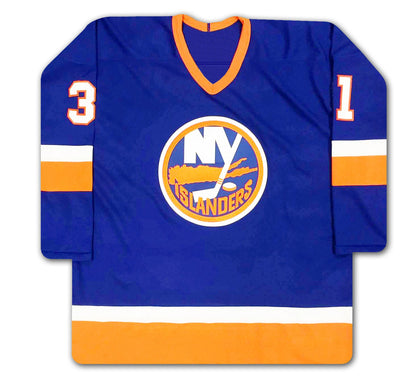 BILLY SMITH AUTOGRAPHED BLUE NEW YORK ISLANDERS JERSEY