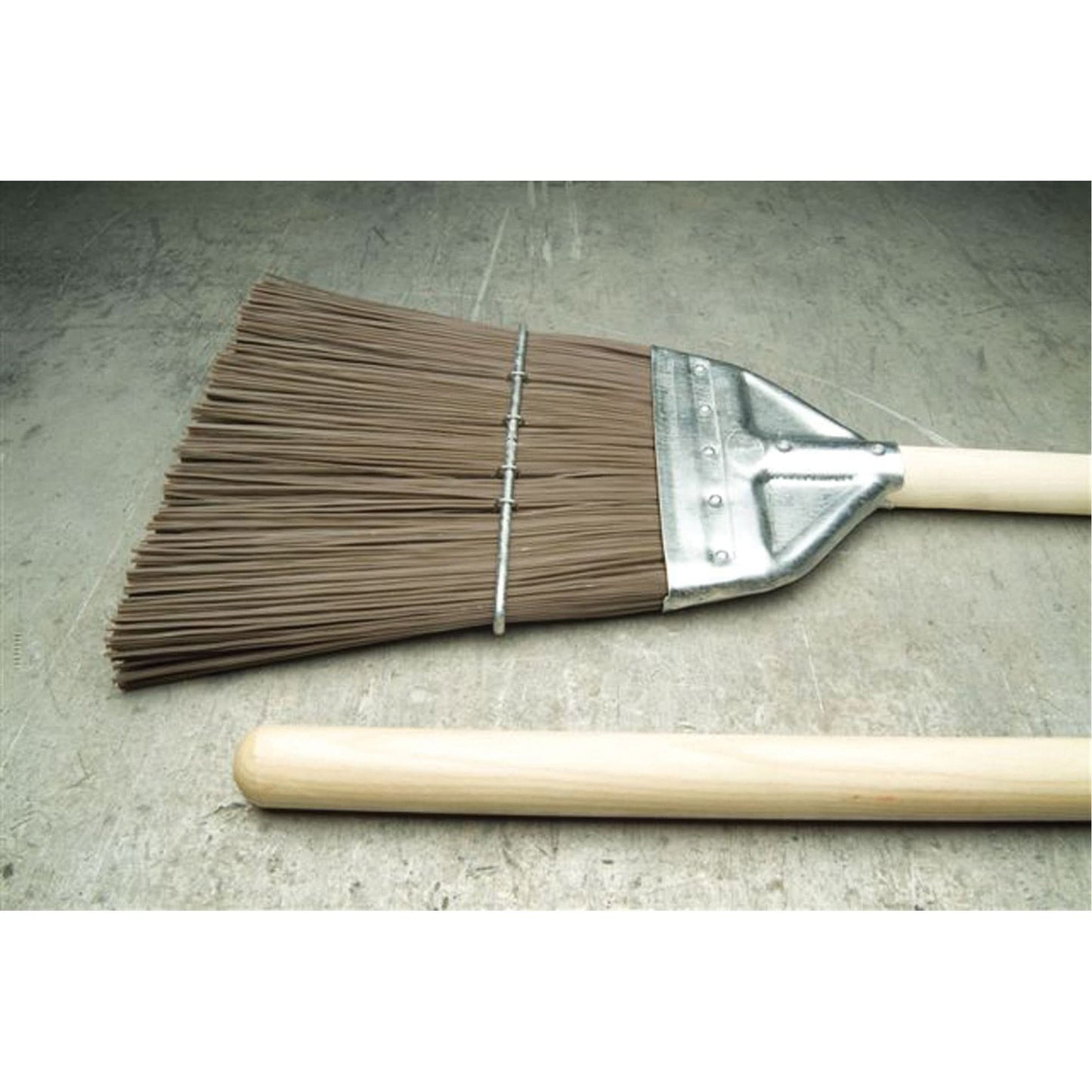 Railroad Broom, Wood Handle, Polypropylene Bristles, 55" L