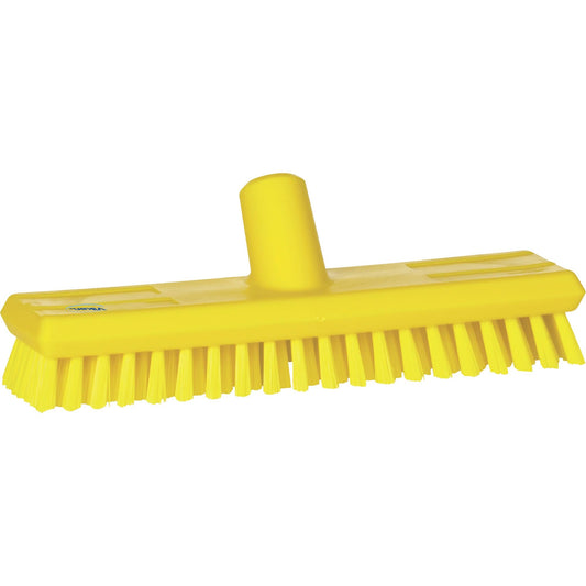 Brosse à récurer de pont alimentée en eau, poils très durs, 27,3 cm, polyester, jaune