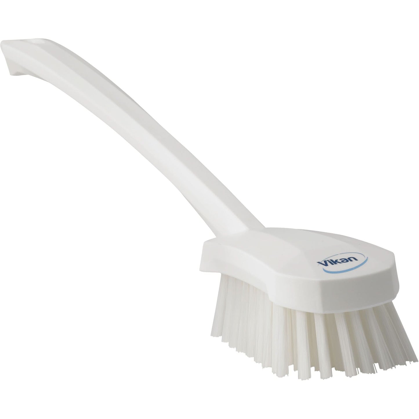 Long Handle Brush, Stiff Bristles, 16-3/10" Long, White